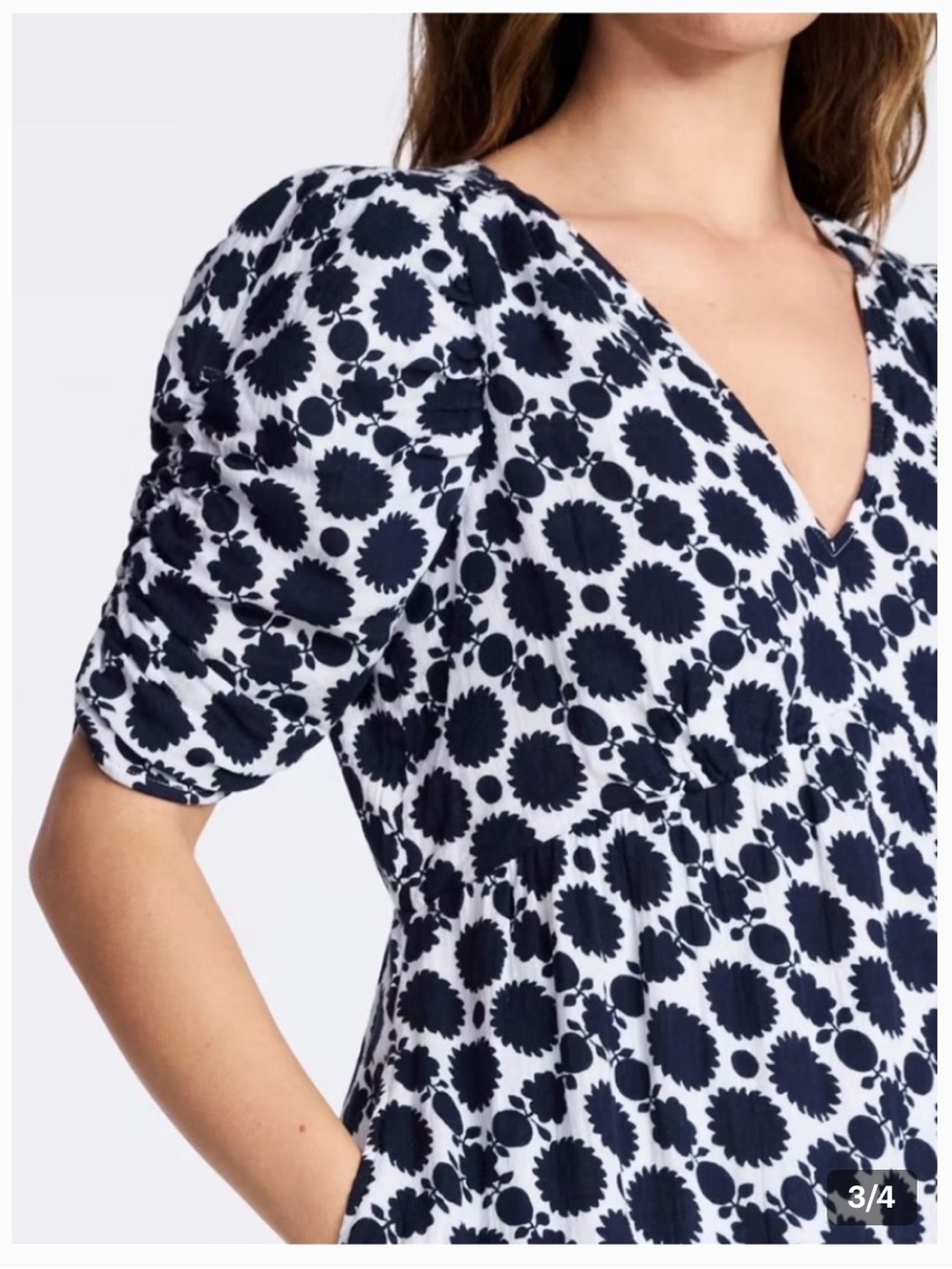 NWT! Time & Tru Women's Cotton Tiered Midi Dress-Elbow Length Sleeves, XXXL(22) - Picture 4 of 16